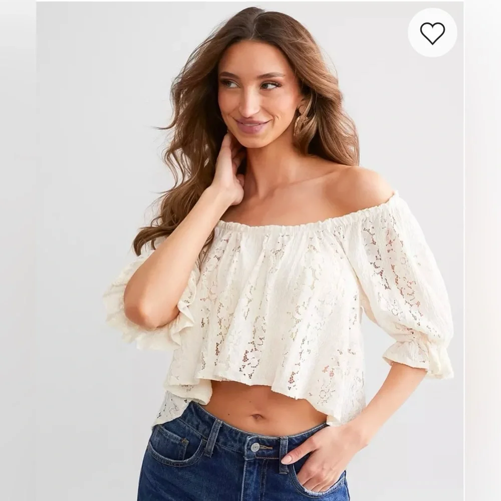 NWT MUSE Lace Cropped Top Ivory Lace Blouse Women’s Size XS & S